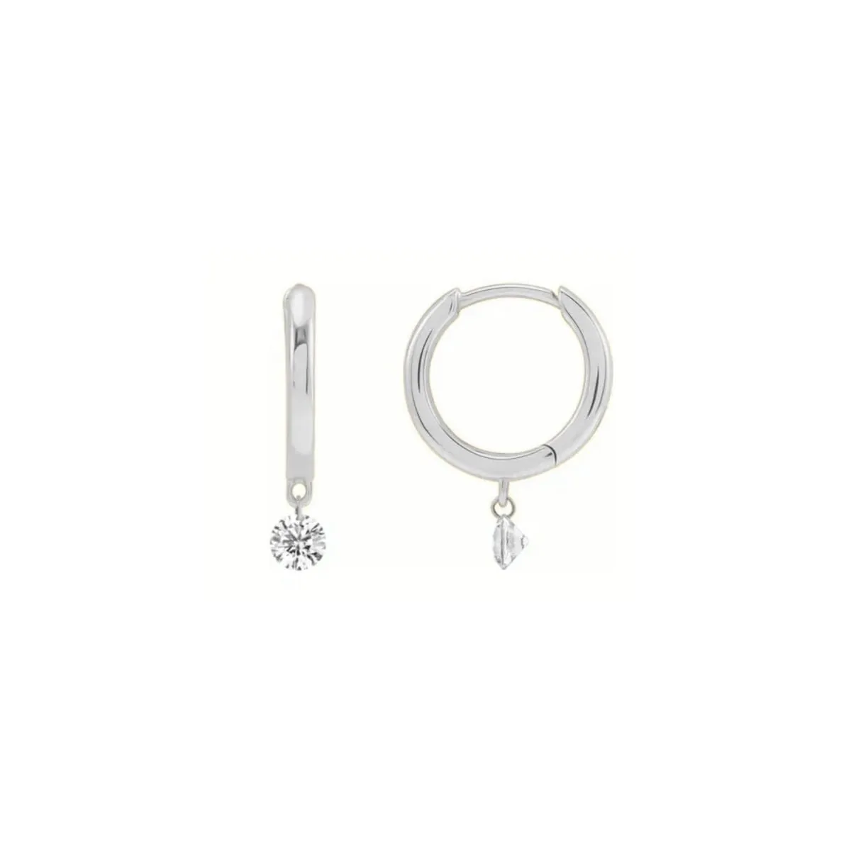 Drilled Diamond Dangle Hoop Earrings