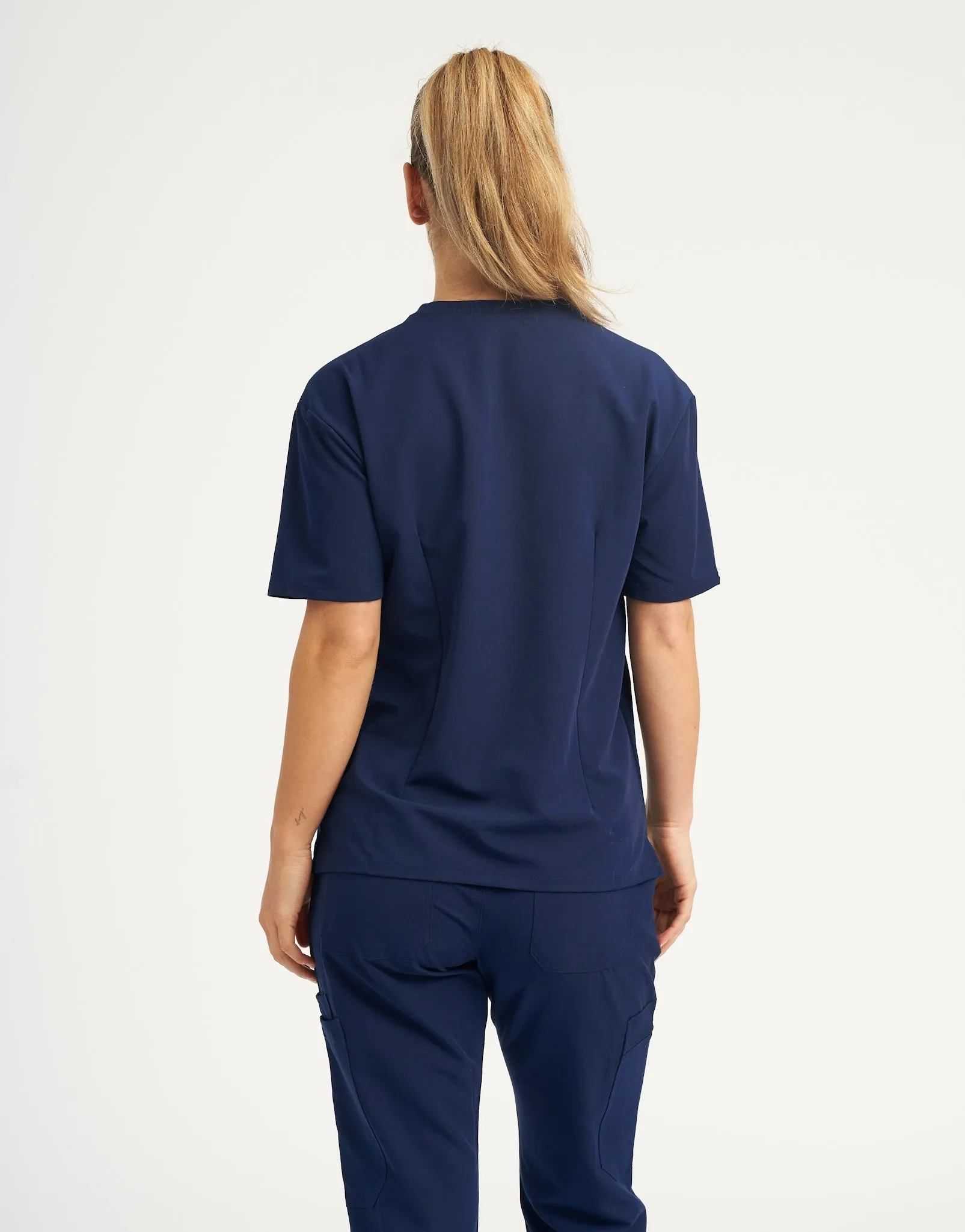 Essential V Neck Scrub Top - True Navy