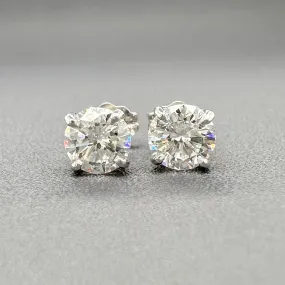 Estate 14K W Gold 1.09ctw G-H/SI1-2 Diamond Stud Earrings