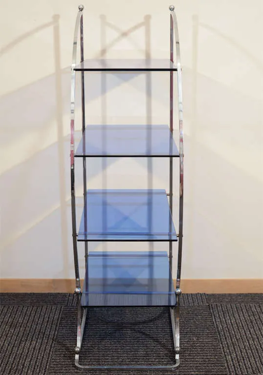 Etagere with Blue Glass Shelves