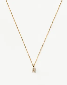 Fine Diamond Initial Mini Pendant Necklace - R | 14k Solid Yellow Gold Plated/Diamond