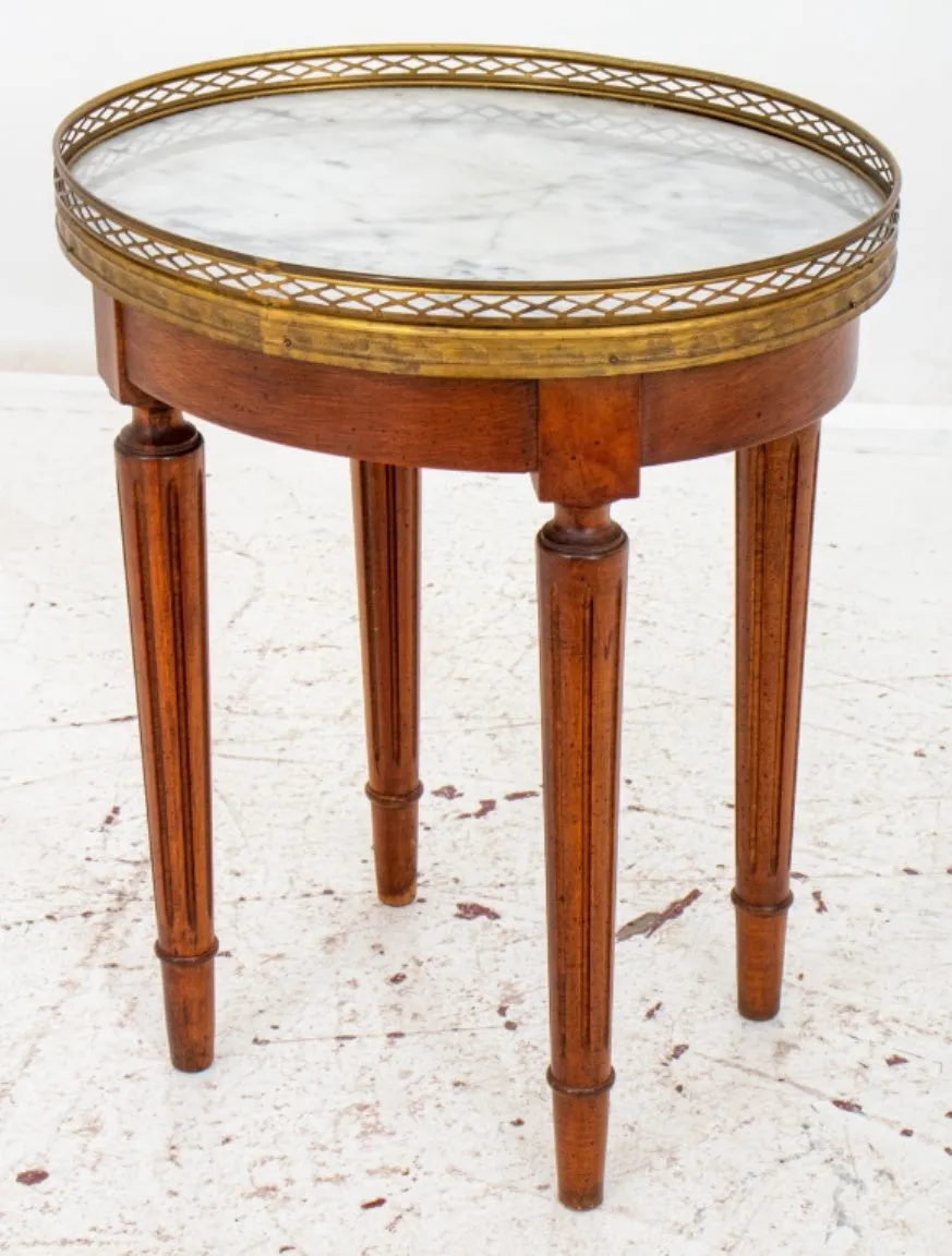 French Louis XV Style Walnut Bouillotte End Table