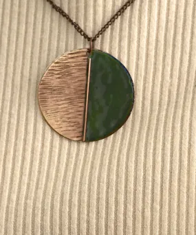 Green handcrafted copper enamel pendant