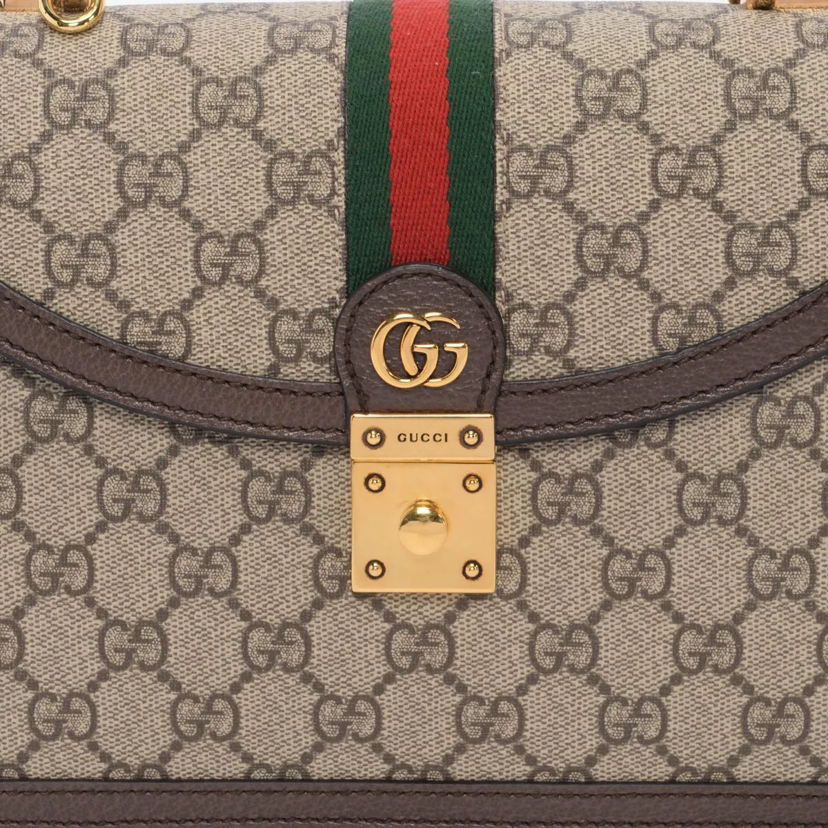 Gucci Beige GG Supreme Ophidia Small Top Handle Bag