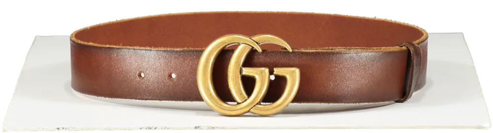 Gucci Brown GG Marmont Leather Belt UK S