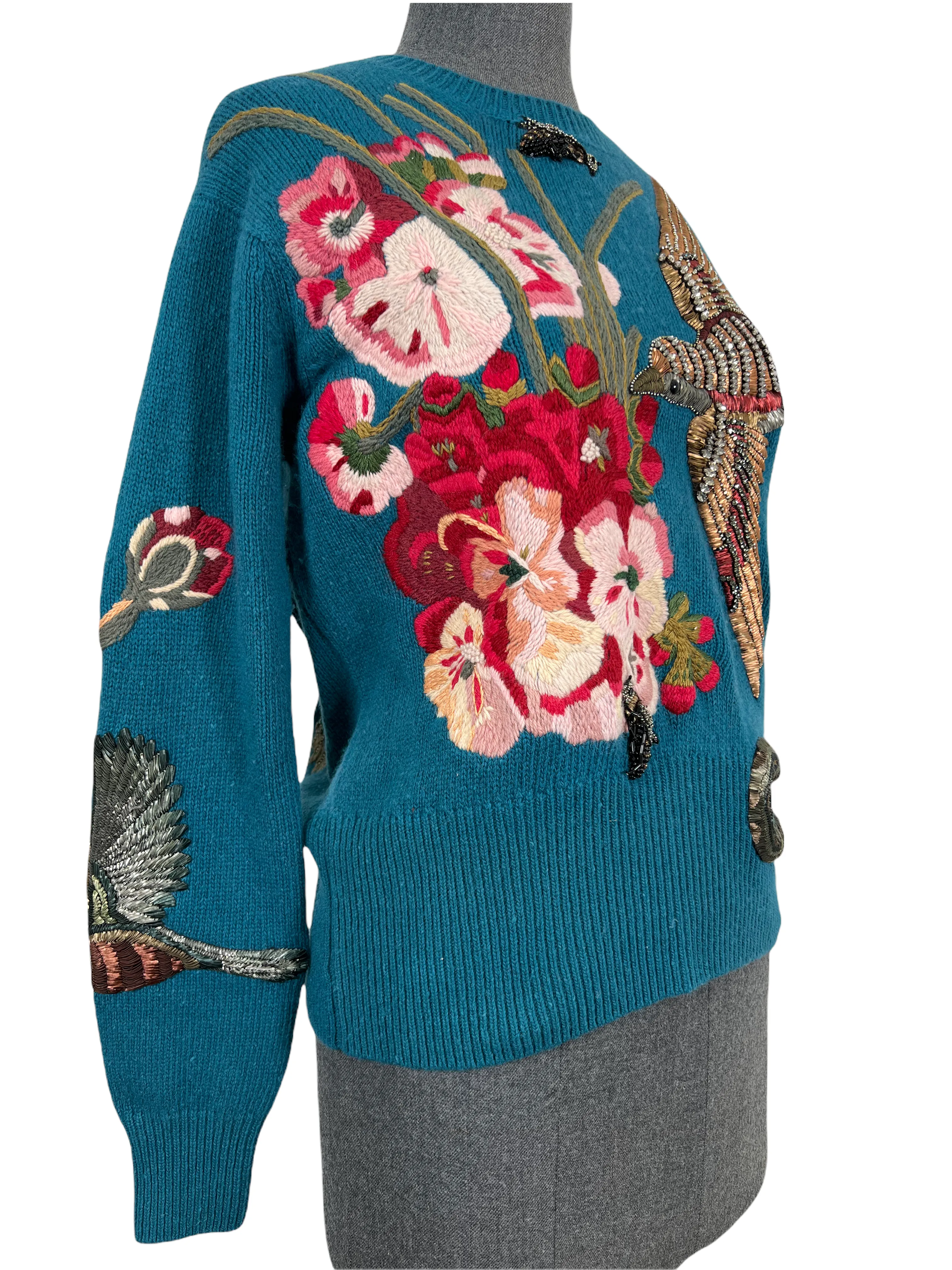 Gucci Embroidered Embellished Wool Sweater Size M