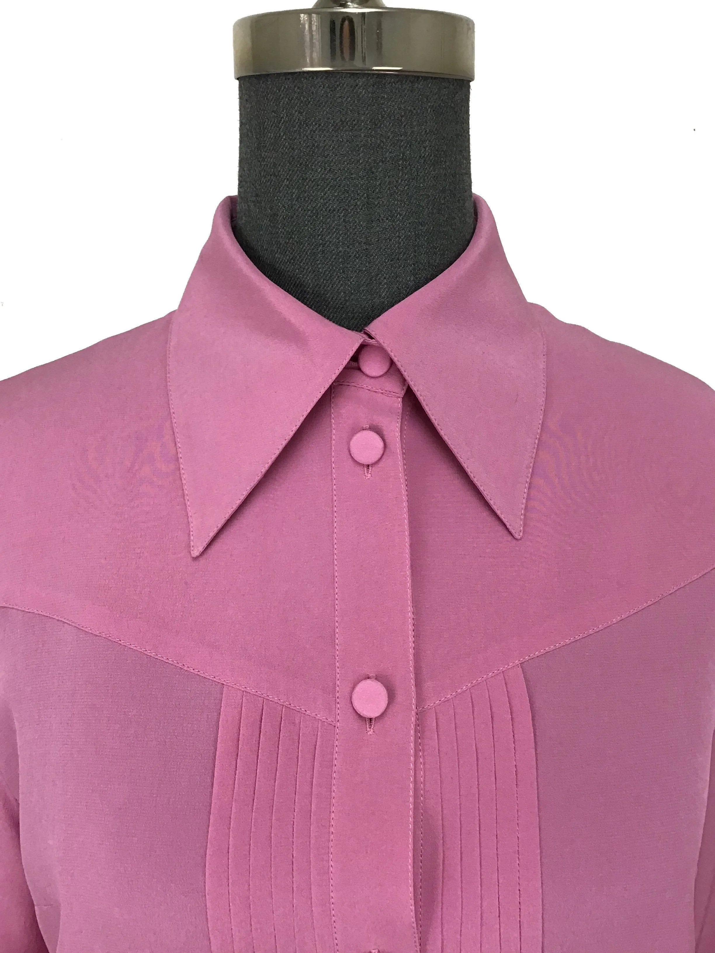 Silk Crepe De Chine Blouse by Gucci with Pleated Placket, Size M