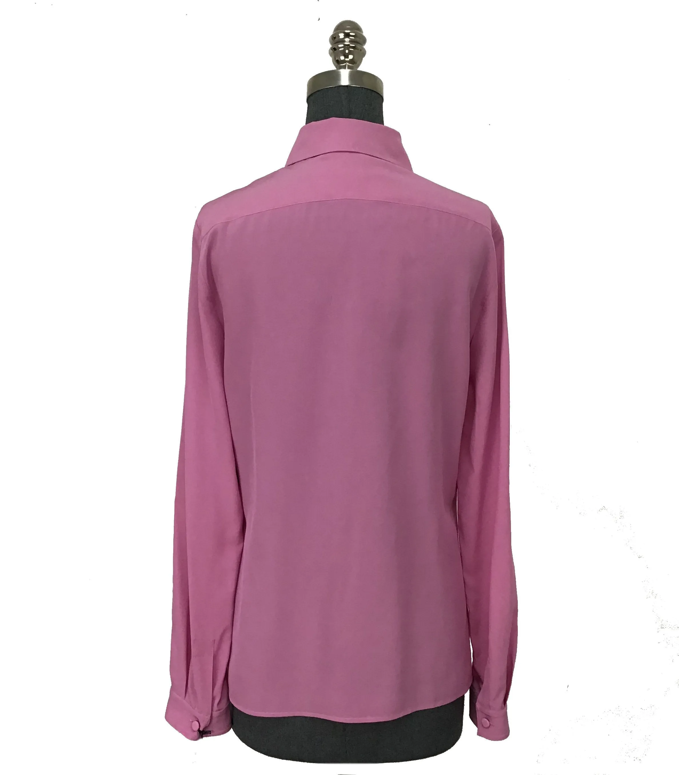 Silk Crepe De Chine Blouse by Gucci with Pleated Placket, Size M