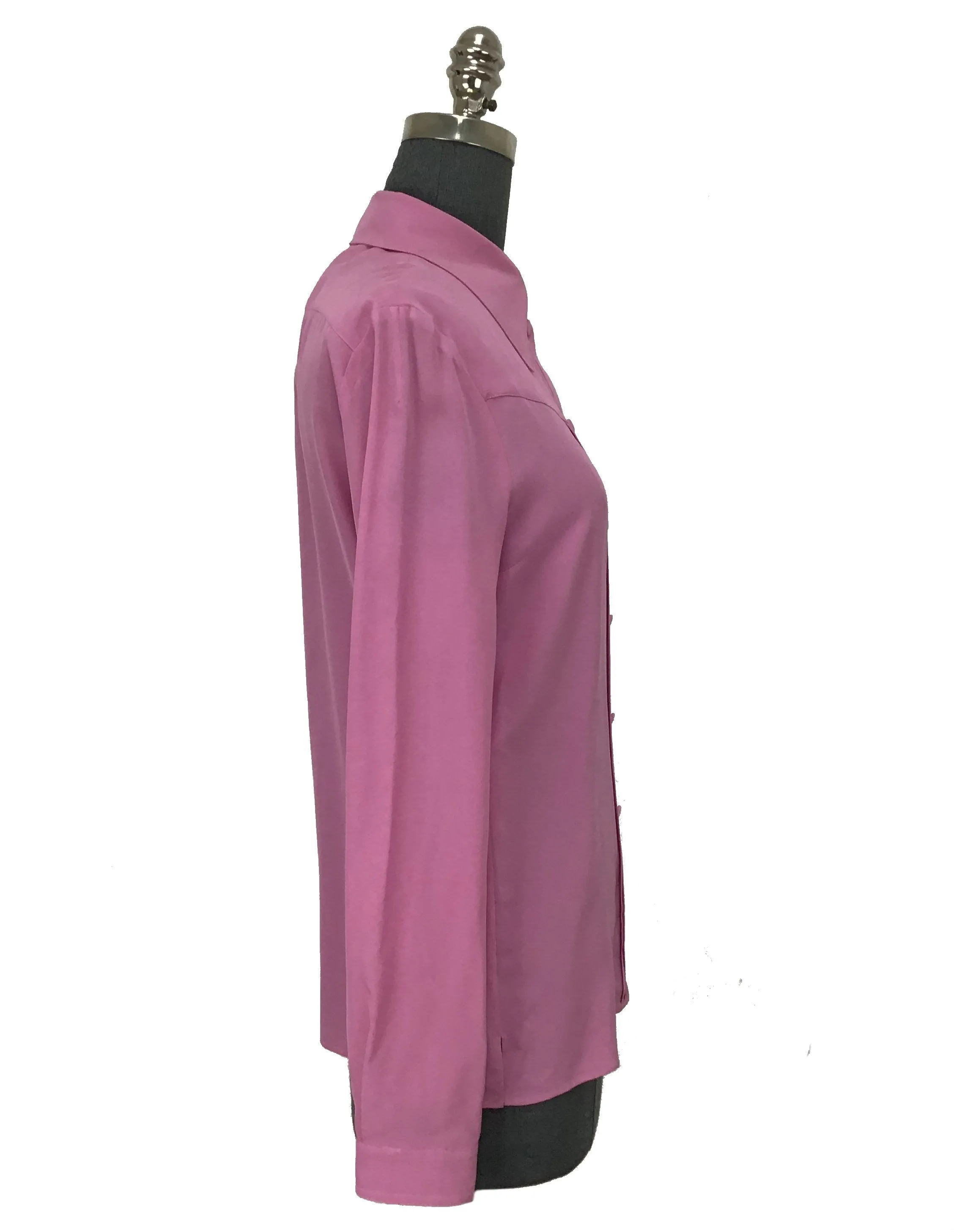 Silk Crepe De Chine Blouse by Gucci with Pleated Placket, Size M