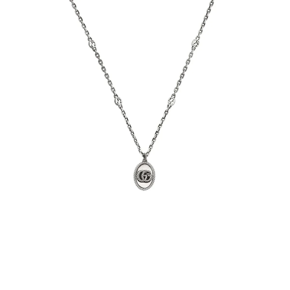 Gucci sterling silver 27-inch double G marmont necklace