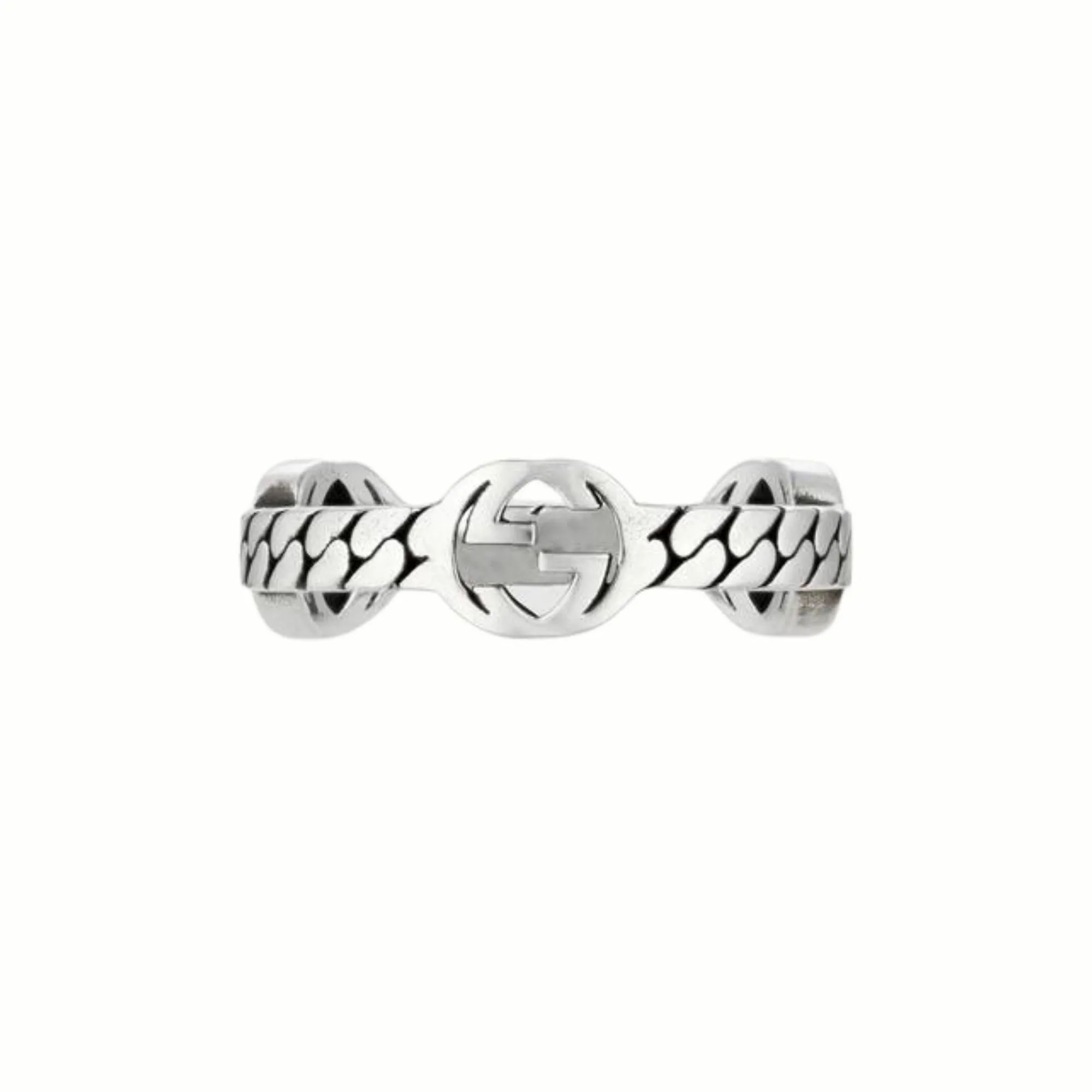 GUCCI STERLING SILVER 5.5MM INTERLOCKING G RING