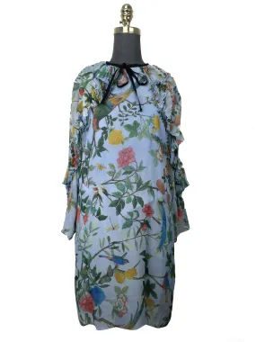 Gucci Tian Print Silk Plissé Dress Size M