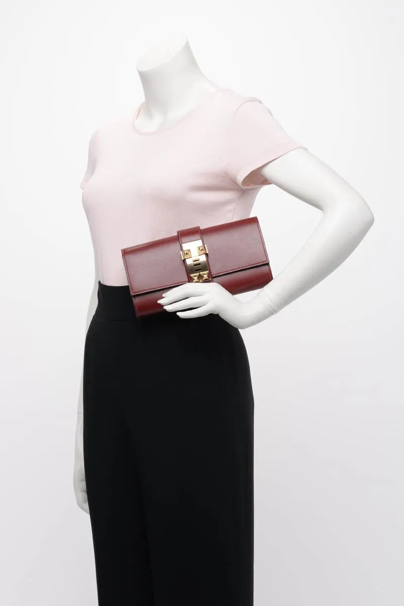 Hermes Rouge H Tadelakt Medor 23 Clutch