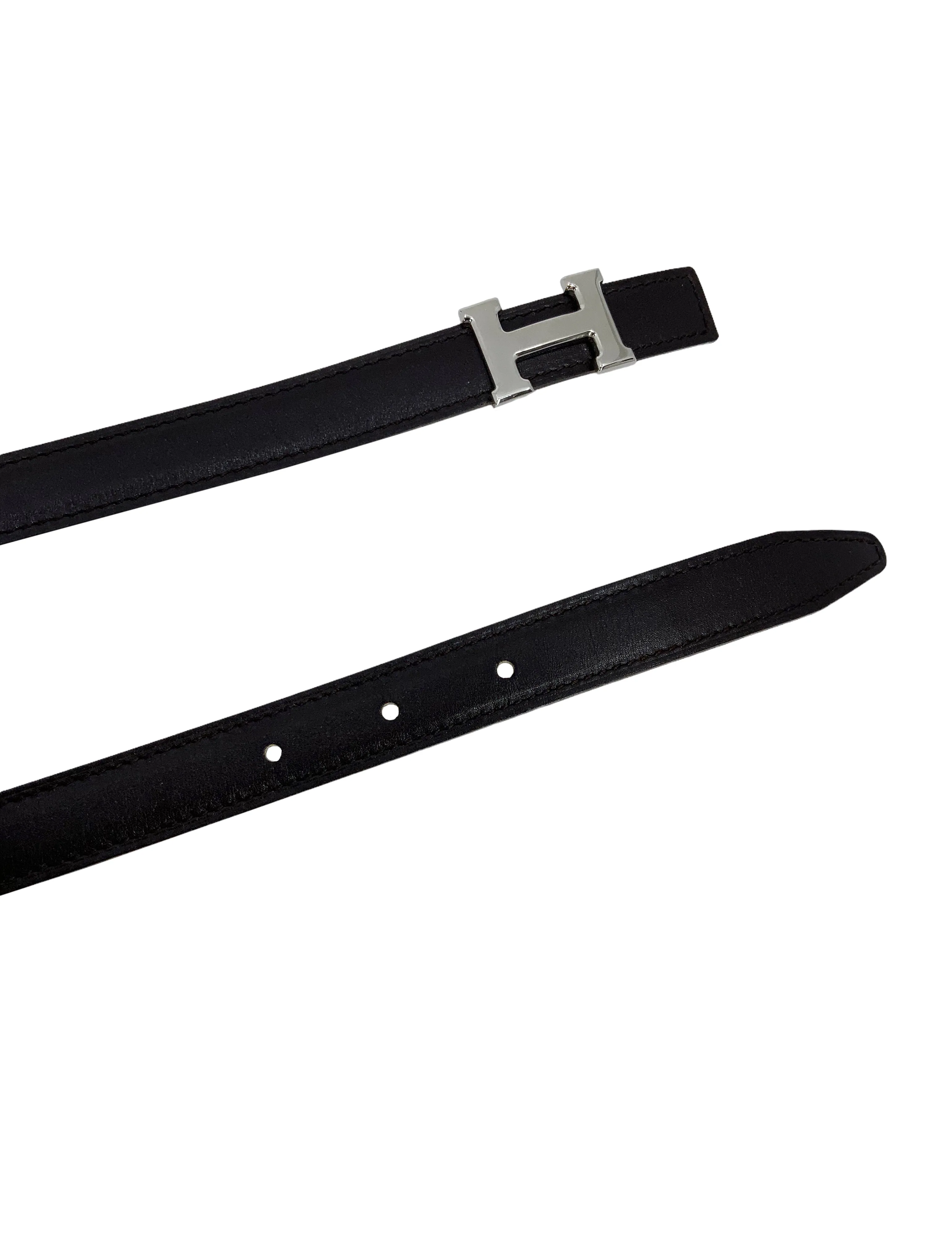 Hermes Thin Leather Reversible H Belt Size 80