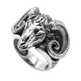 Huge Ram  Aries Zodiac  Men Ring Silver