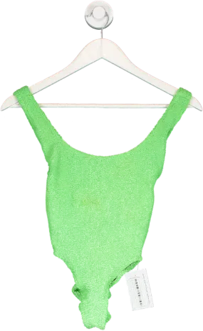 Hunza G Green Emerald Square Neck Swimsuit One Size