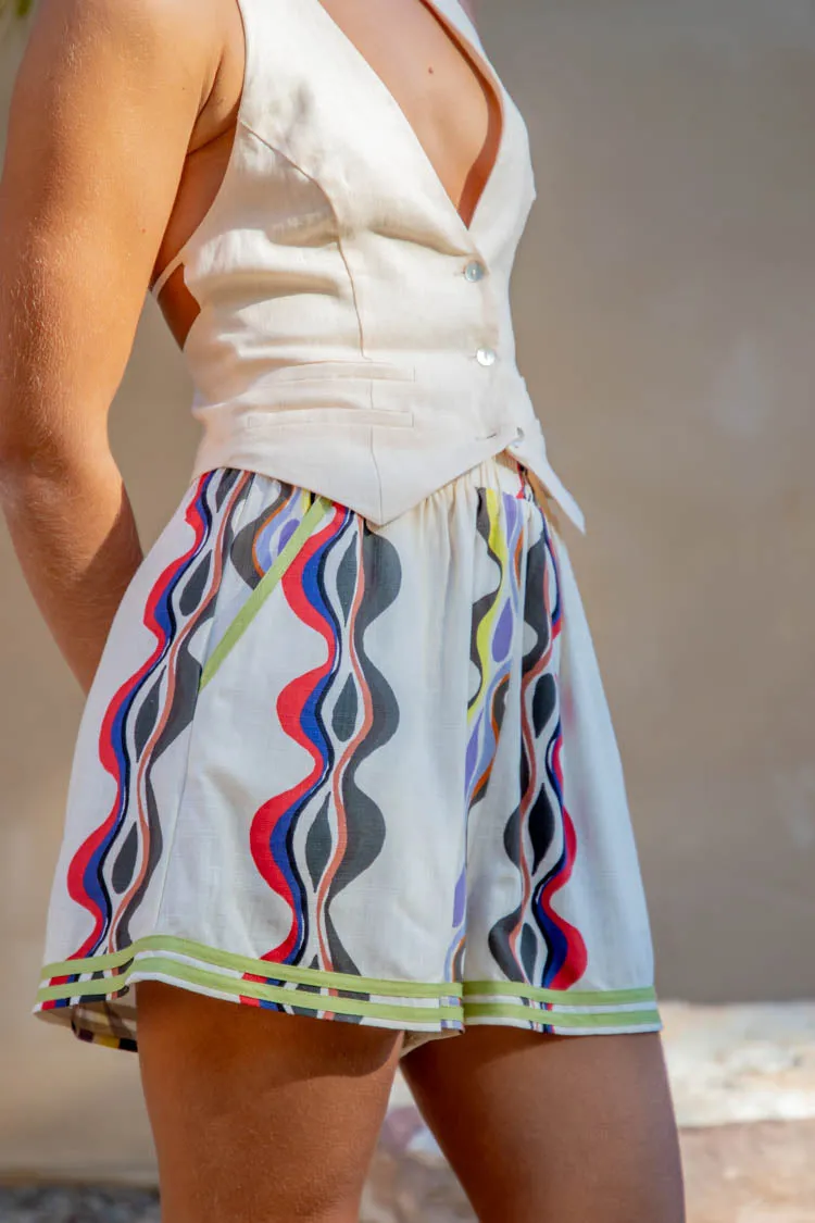 Introspective Linen Shorts Swirl