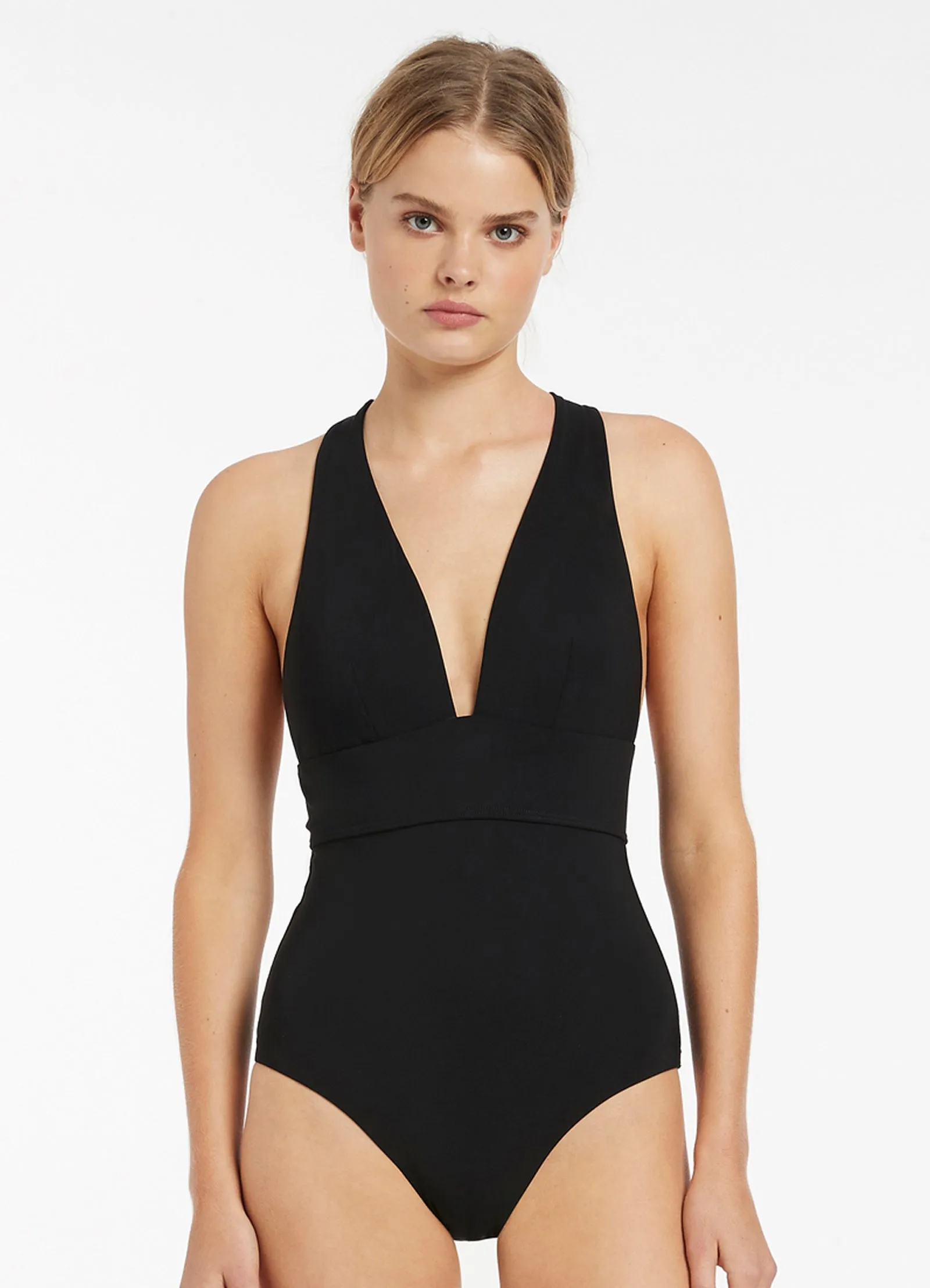 Jetset Plunge Tie Back One Piece - Black