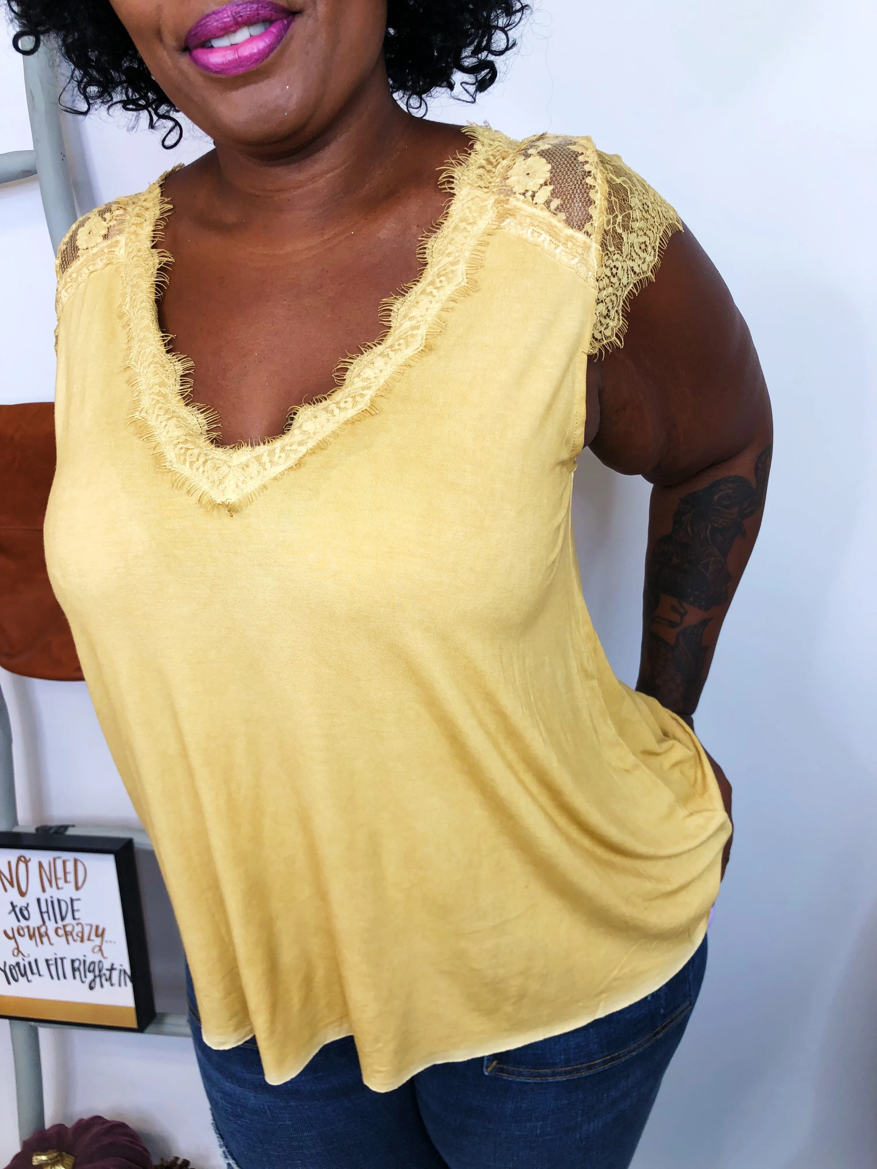 #K801 My Sunshine Lace POL Top