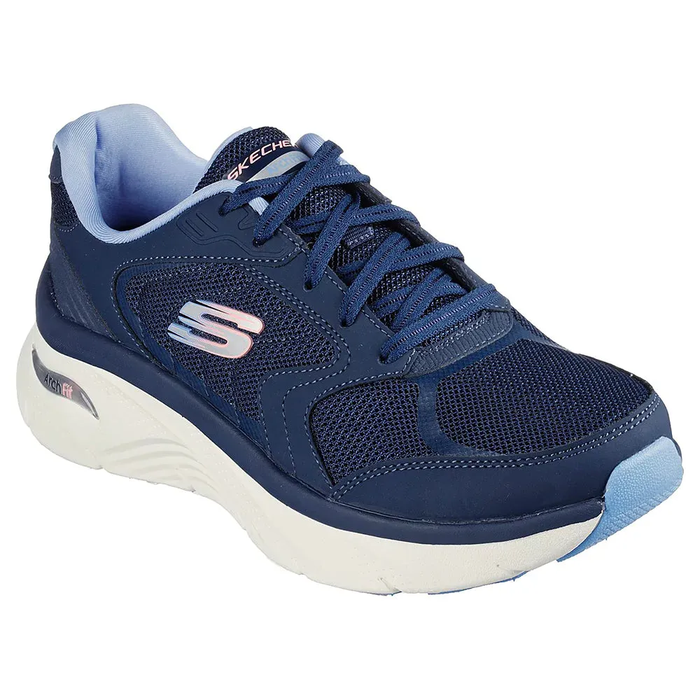 Ladies Skechers D'Lux Walker Coz ArchFit Trainers Navy 149686 NVBL sale