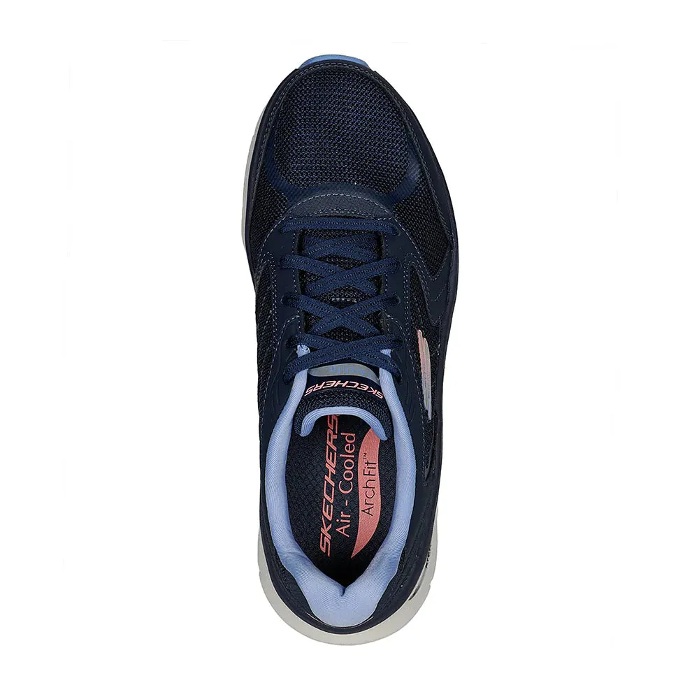 Ladies Skechers D'Lux Walker Coz ArchFit Trainers Navy 149686 NVBL sale