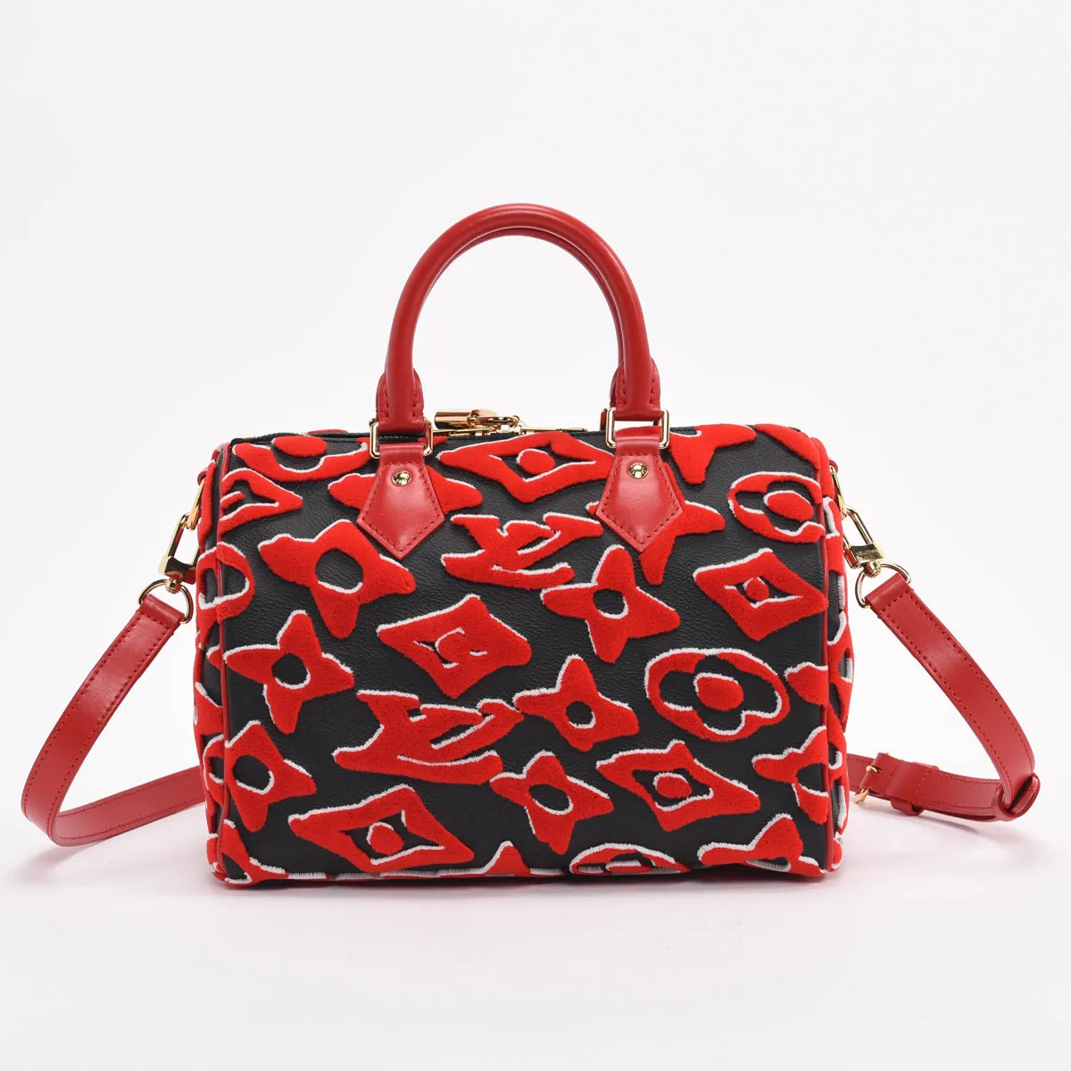 Louis Vuitton Black & Red Monogram Urs Fischer Speedy 25