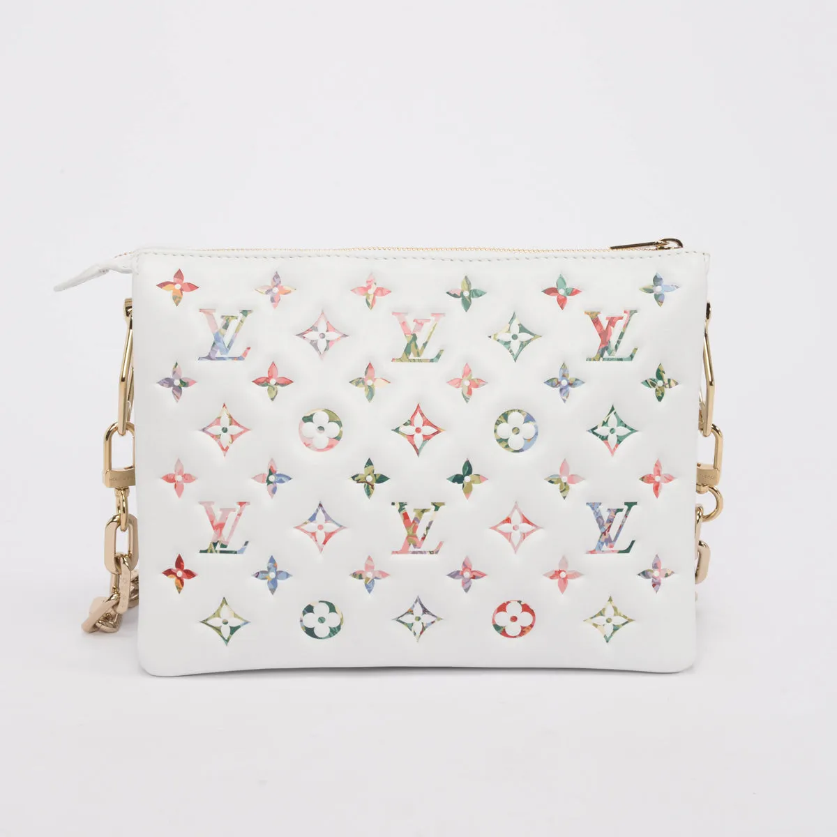 Louis Vuitton White Monogram Lambskin Garden Coussin PM