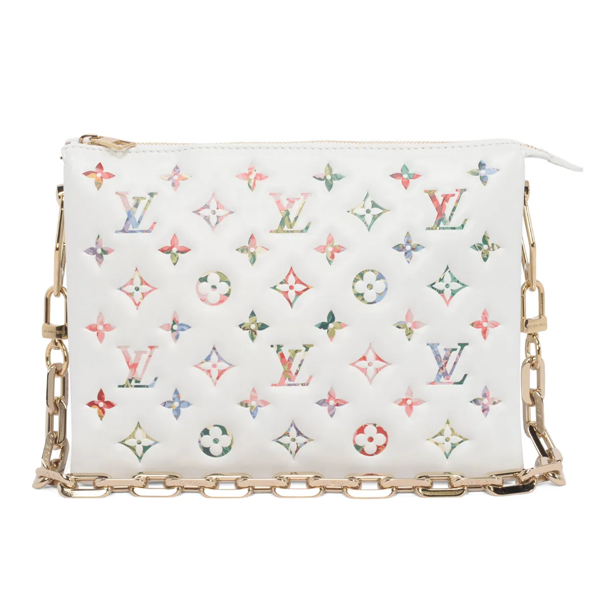 Louis Vuitton White Monogram Lambskin Garden Coussin PM