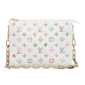 Louis Vuitton White Monogram Lambskin Garden Coussin PM