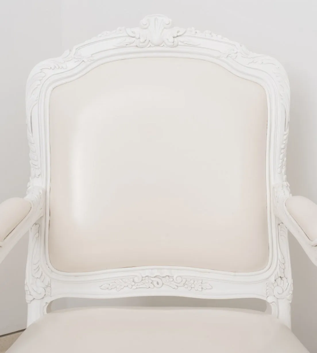 Louis XV Style White Lacquered Arm Chairs, Pair