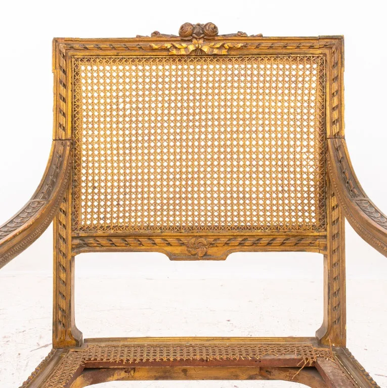 Louis XVI Style Carved Giltwood Armchair 19th C.