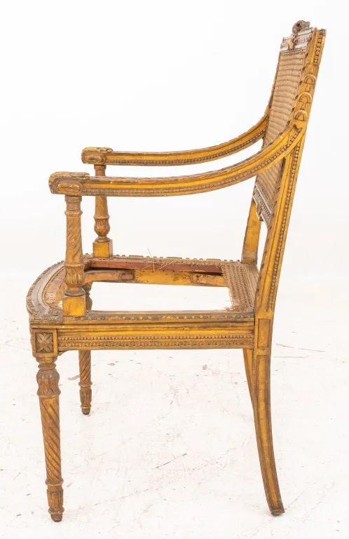 Louis XVI Style Carved Giltwood Armchair 19th C.