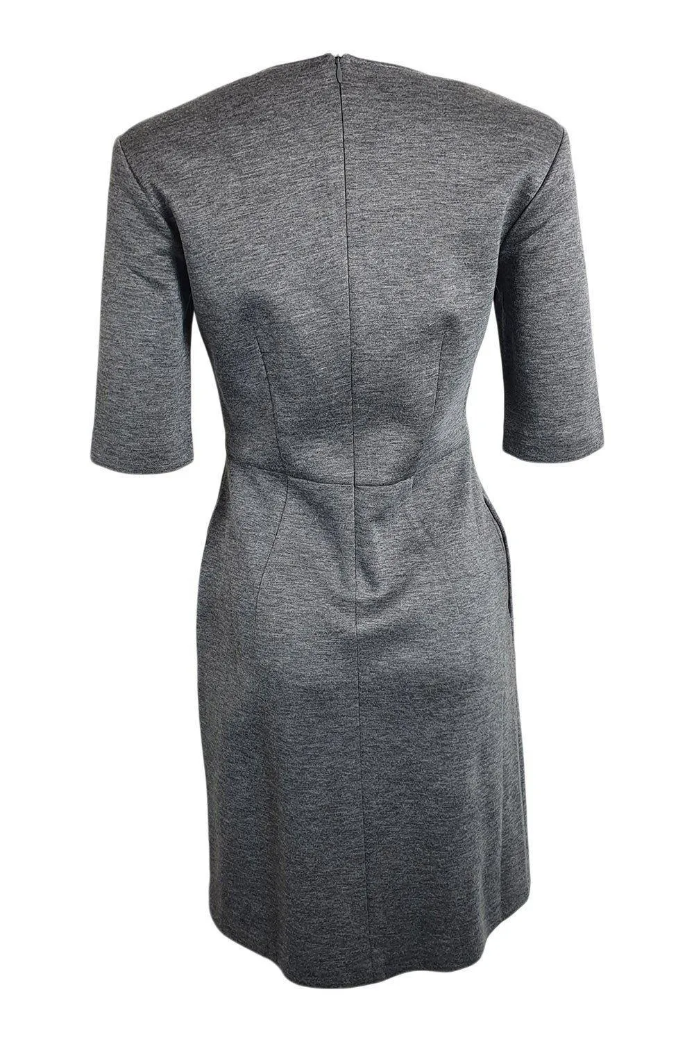 LUISA CERANO Grey V Neck Short Sleeved Fitted Dress (D 34 & D 42)