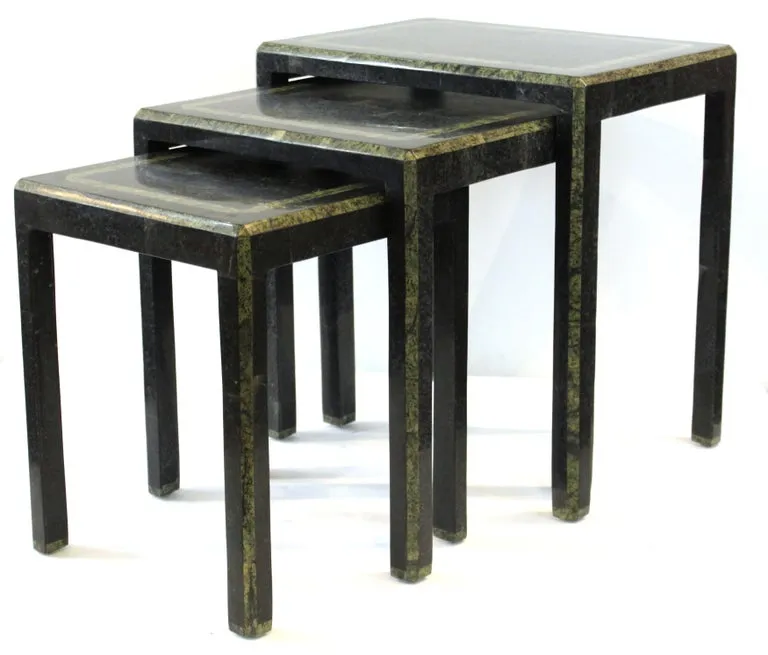 Maitland-Smith Modern Nesting Tables in Tessellated Stone