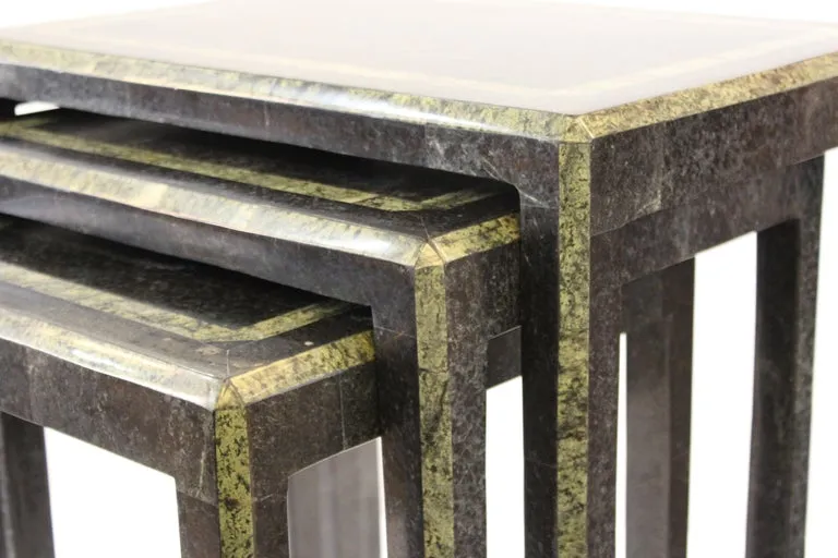 Maitland-Smith Modern Nesting Tables in Tessellated Stone