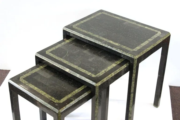 Maitland-Smith Modern Nesting Tables in Tessellated Stone