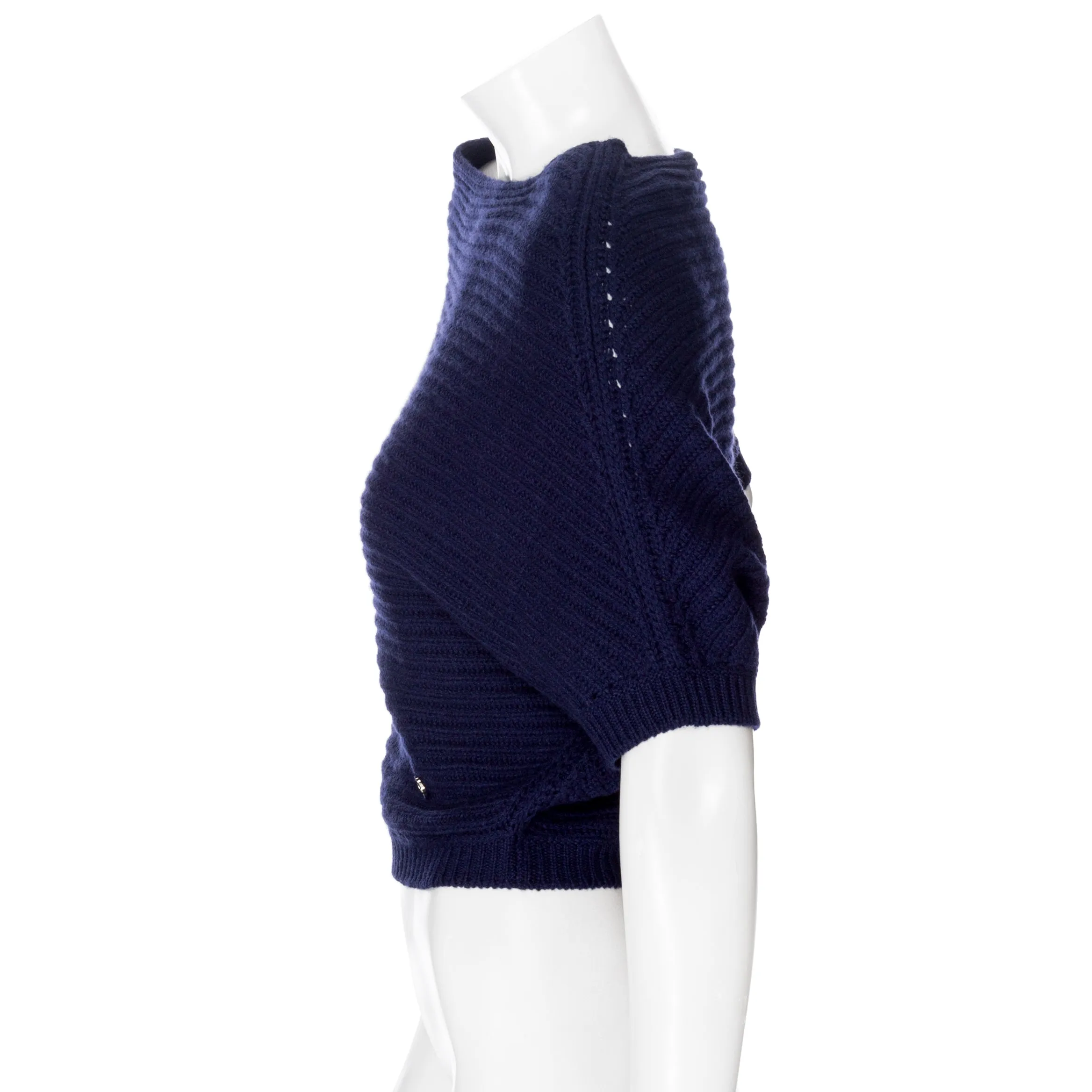 Navy Blue Cashmere Short Sleeve Dolman Sweater