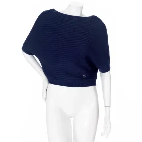 Navy Blue Cashmere Short Sleeve Dolman Sweater