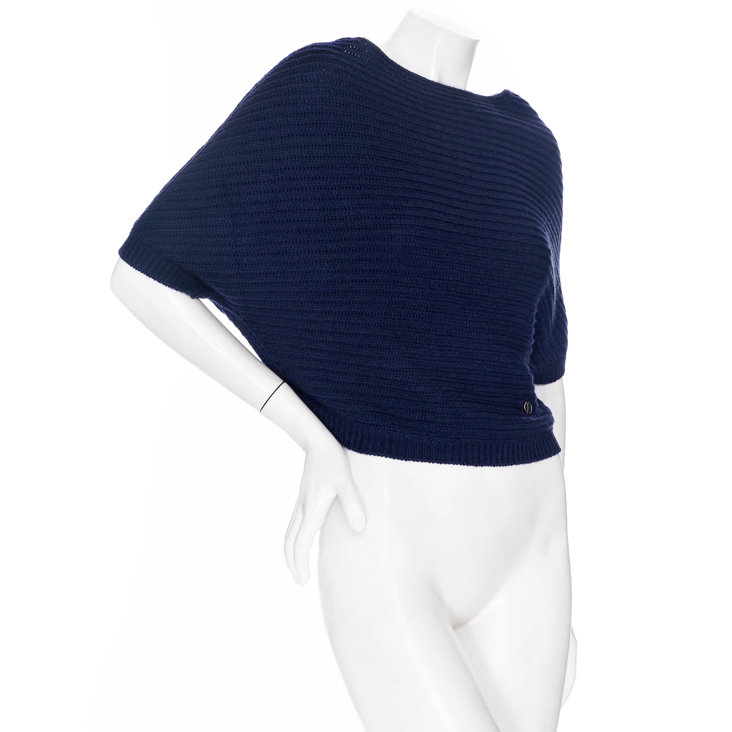 Navy Blue Cashmere Short Sleeve Dolman Sweater