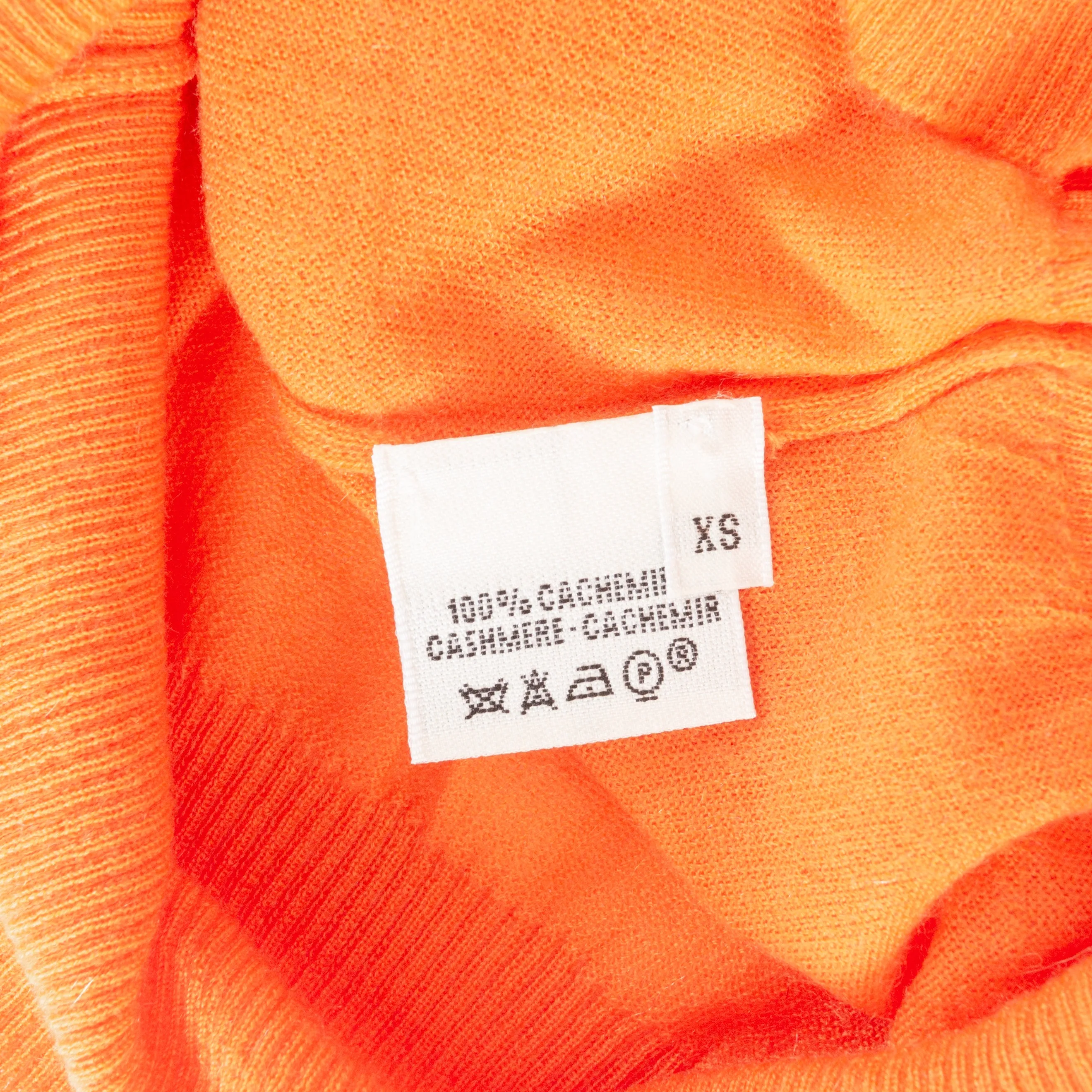 Orange Cashmere V-Neck 3/4 Sleeve Sweater