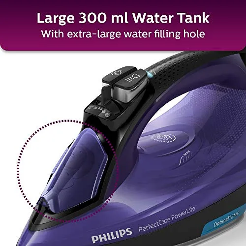 PHILIPS Perfect Care Power Life Steam Iron GC3925/34, 2400W, Safety Shut-Off with No-Burns Guaranteed