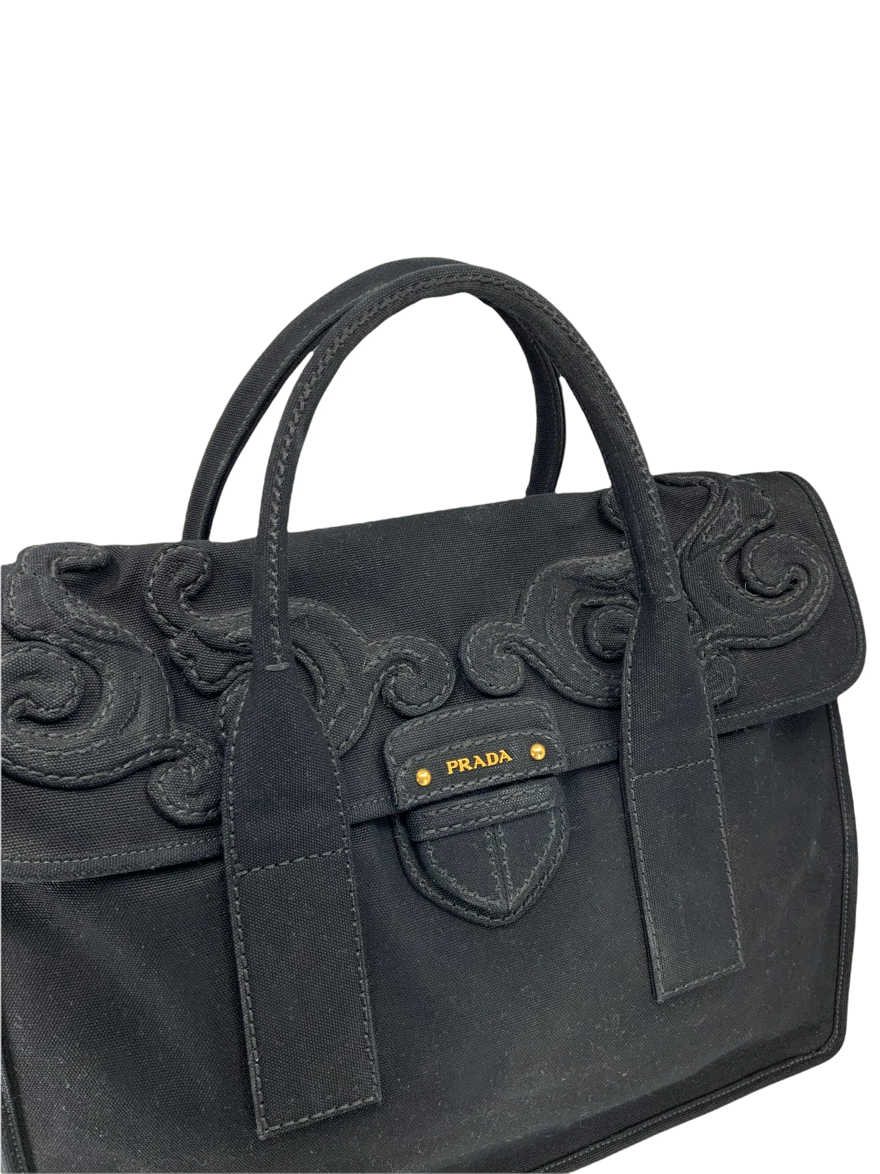 PRADA Canapa Pattina Large Shopping Bag