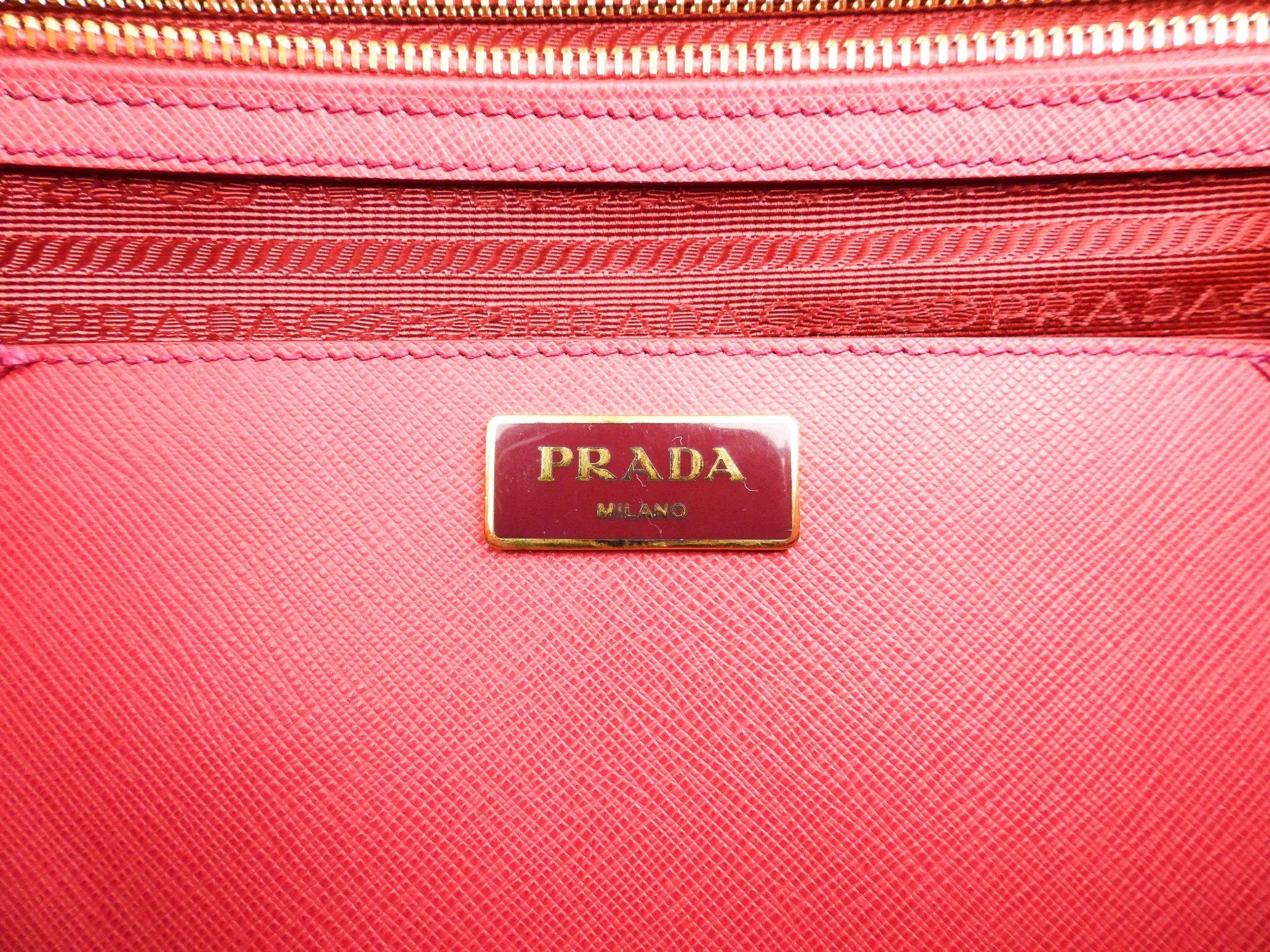 Prada Pink Saffiano Leather Large Galleria Double Zip Tote