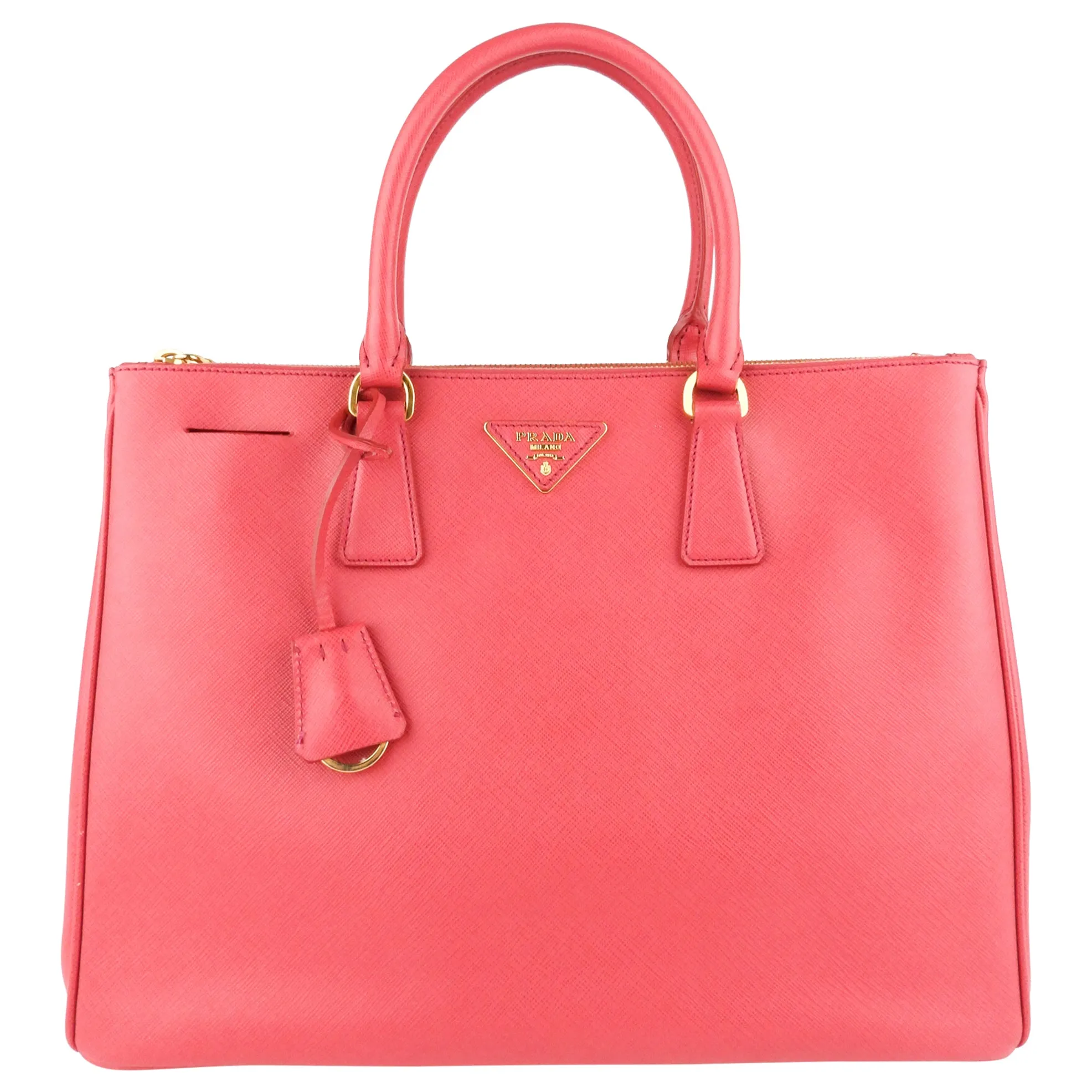 Prada Pink Saffiano Leather Large Galleria Double Zip Tote