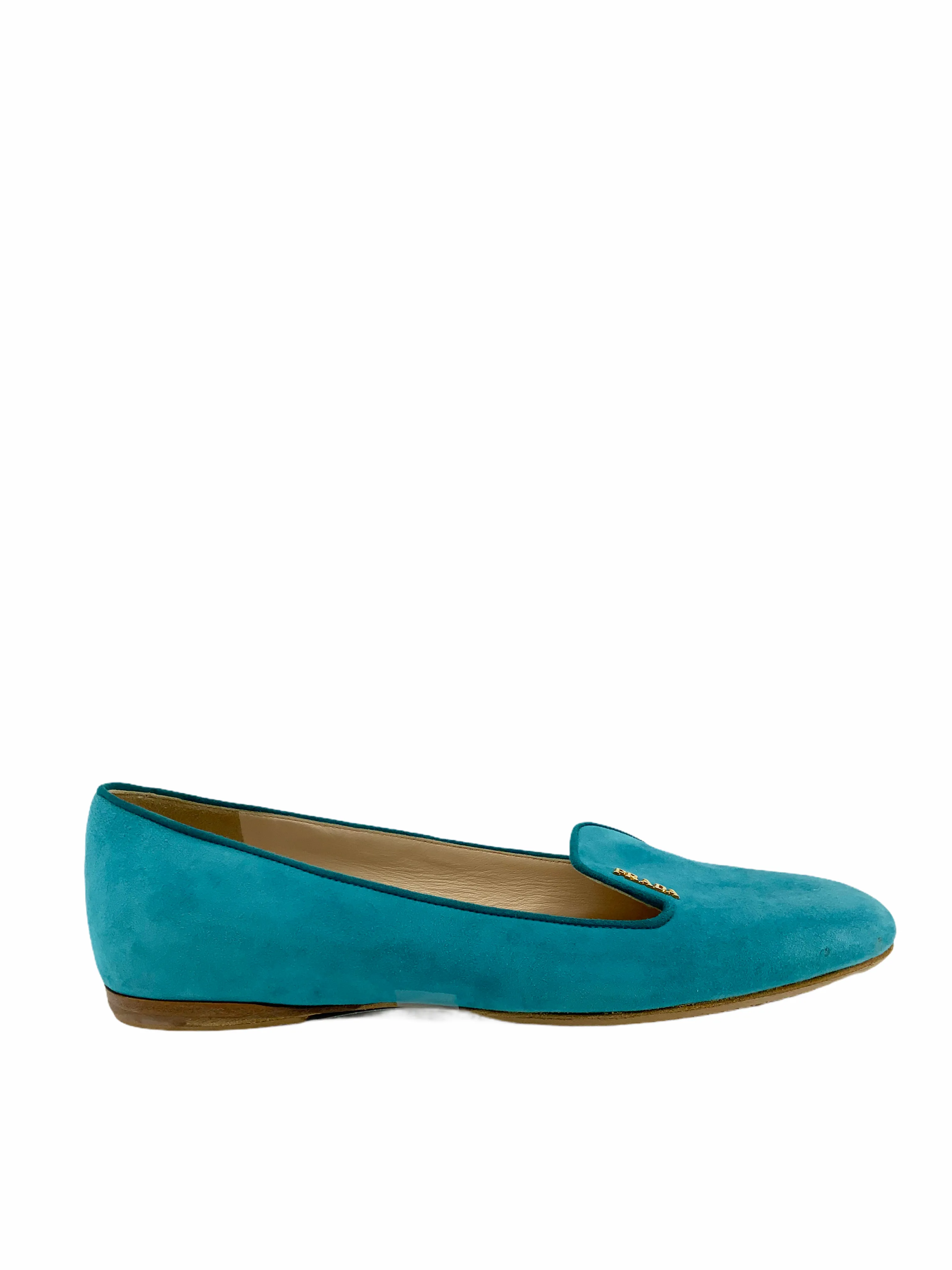 Prada Turquoise Suede Flats Size 8