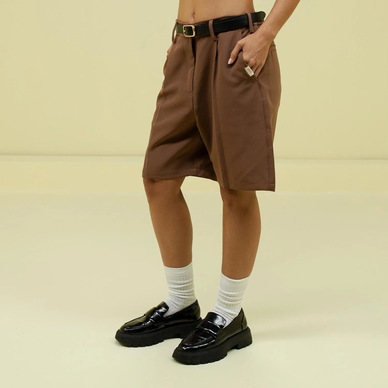 Press-Stud Jorts For Men - Brown