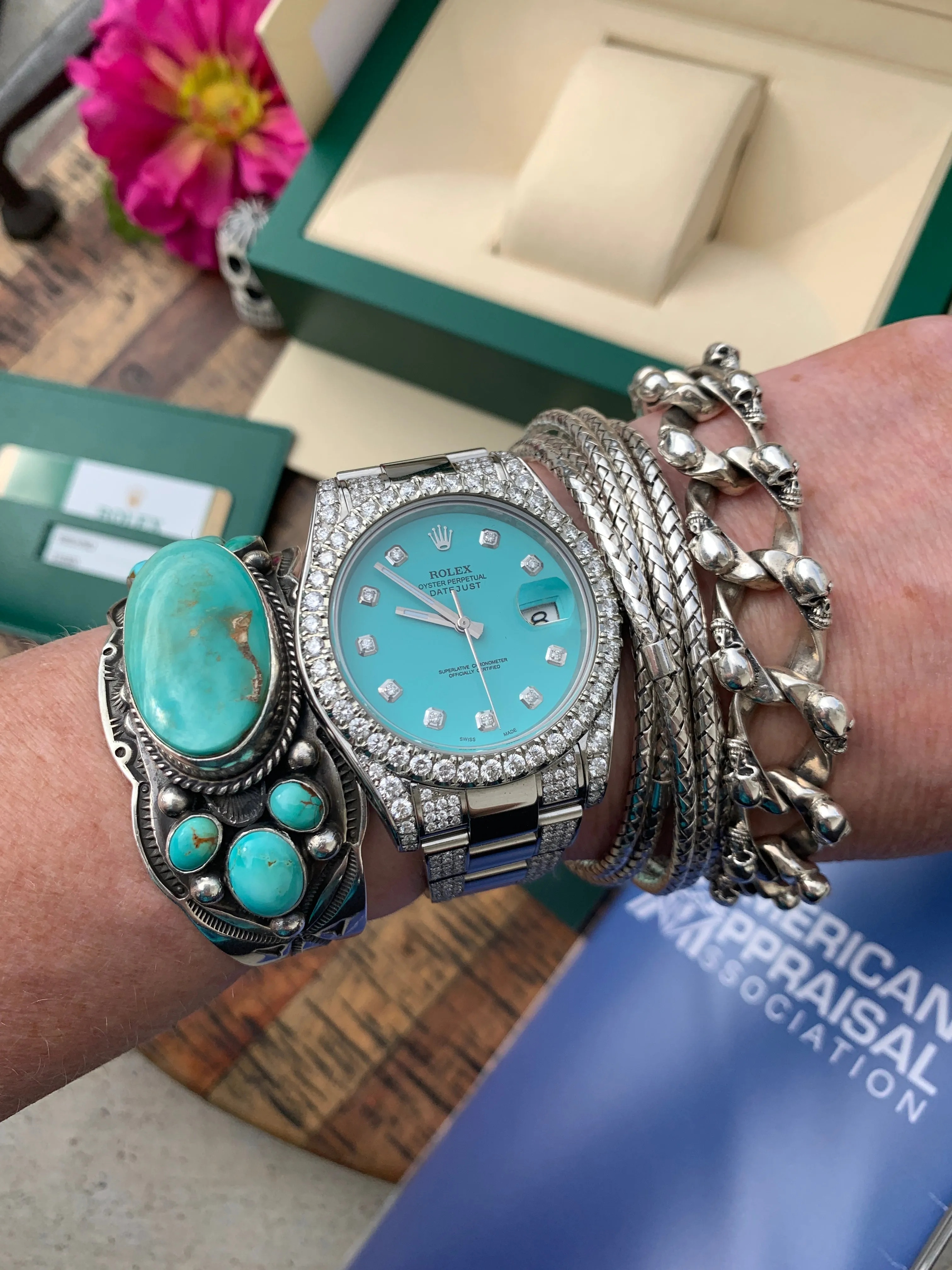 "The Big Daddy" Refurbished/Pre-Owned Custom "Turquoise" Rolex Watch