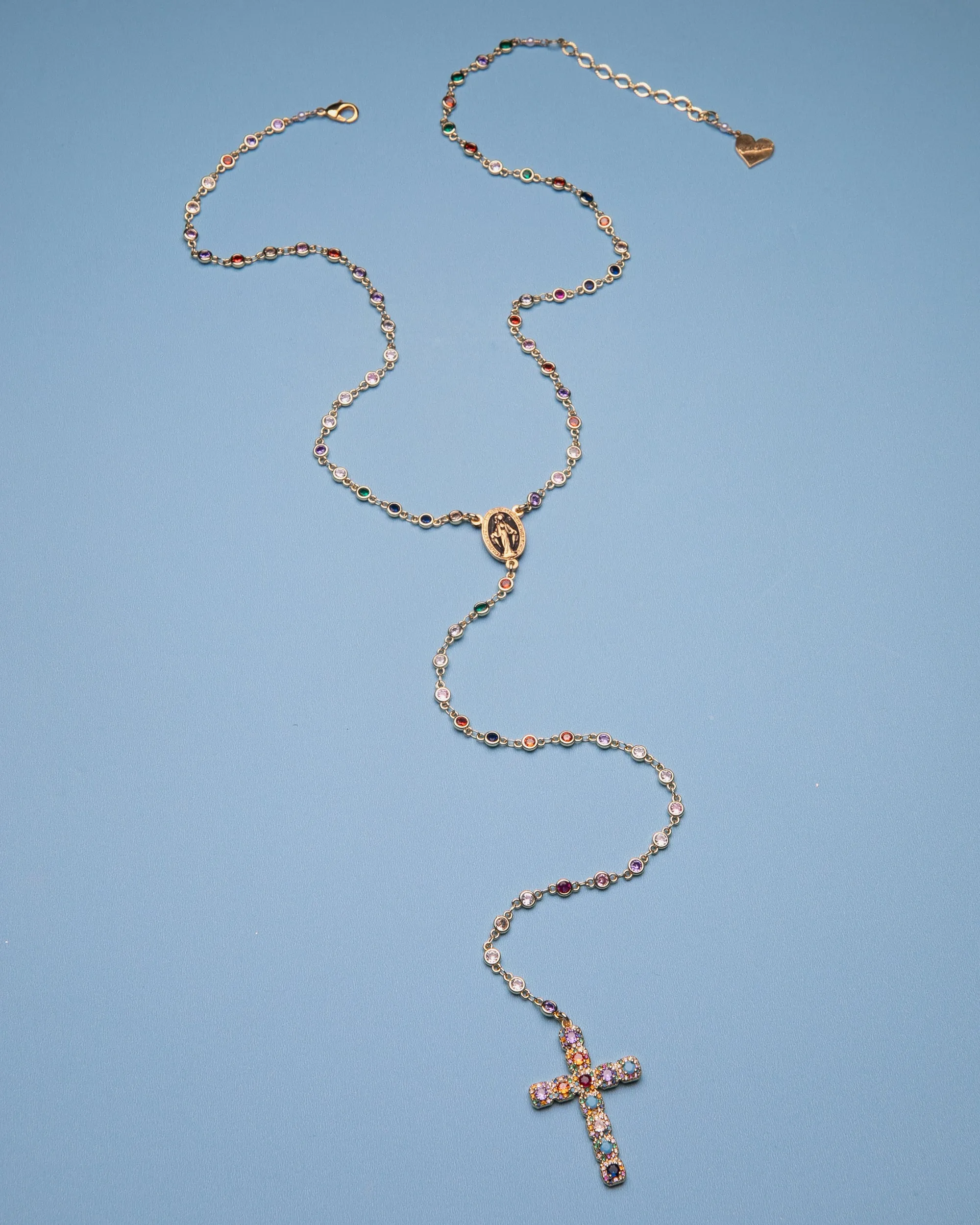 Rainbow Fantasy Cross Rosary Necklace