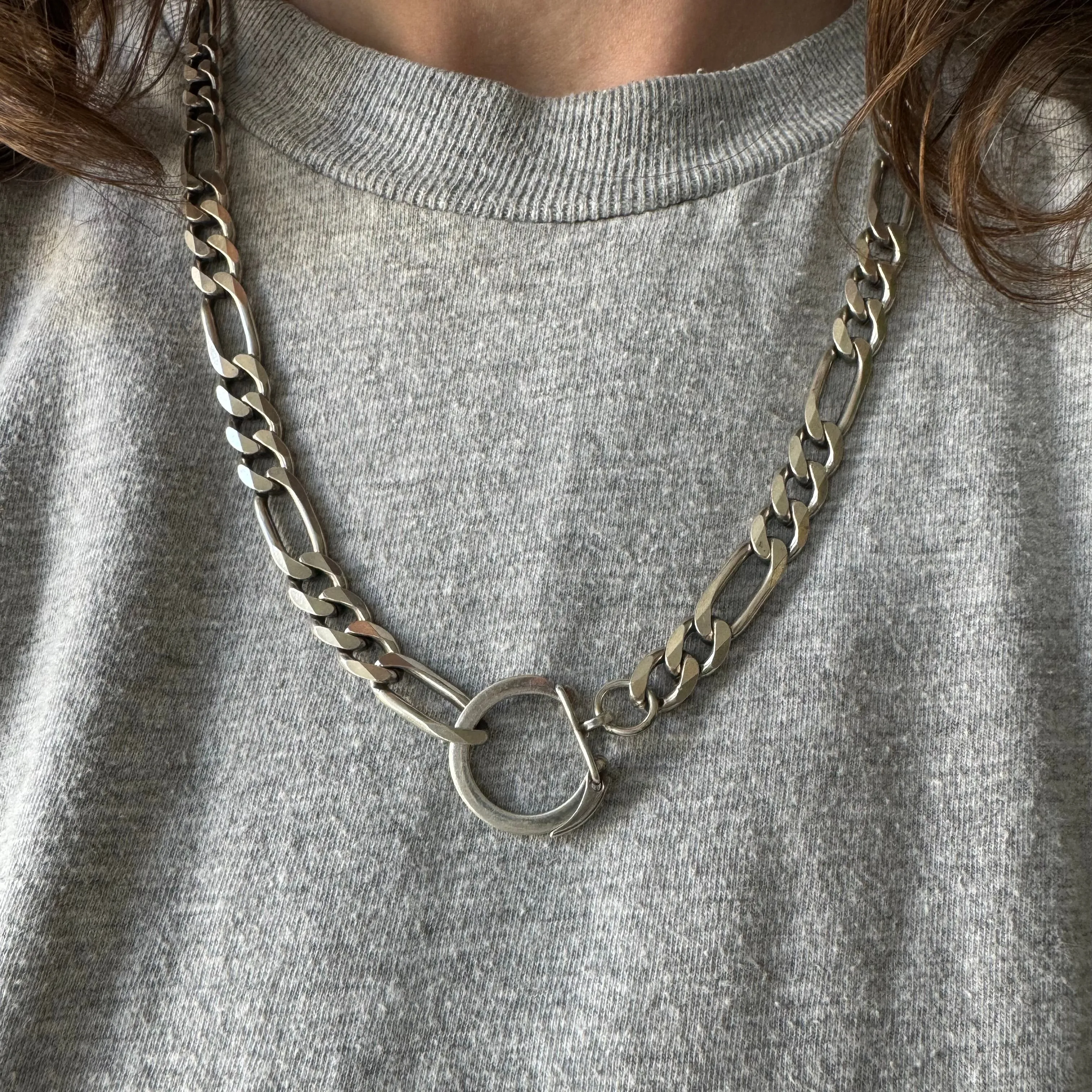 reimagined V I N T A G E // connected possibilities / sterling silver heavy figaro chain with connector clasp / 21, 52g