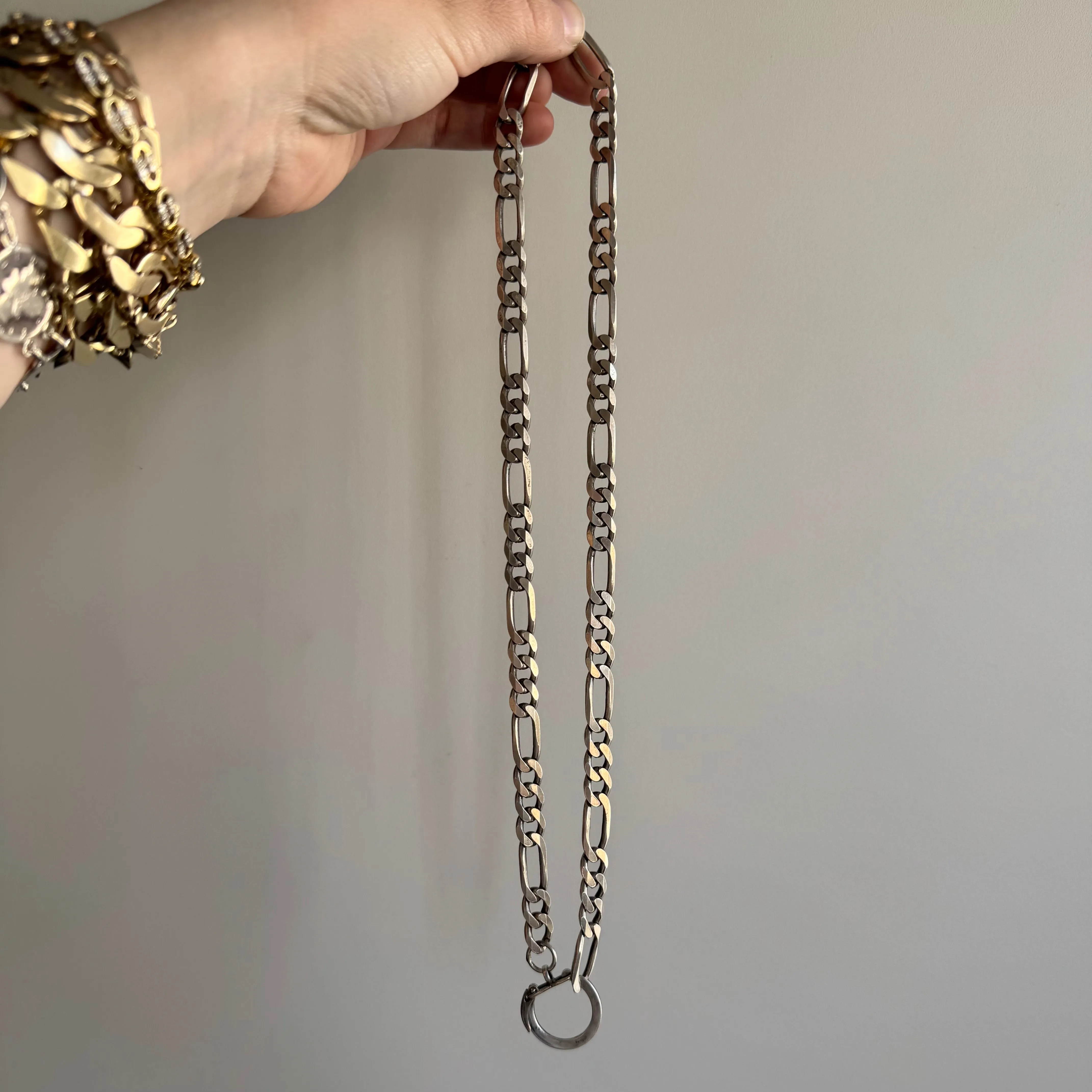 reimagined V I N T A G E // connected possibilities / sterling silver heavy figaro chain with connector clasp / 21, 52g